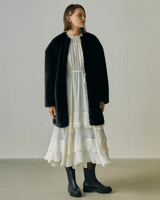 クレープジョーゼット・フリルティアードドレス