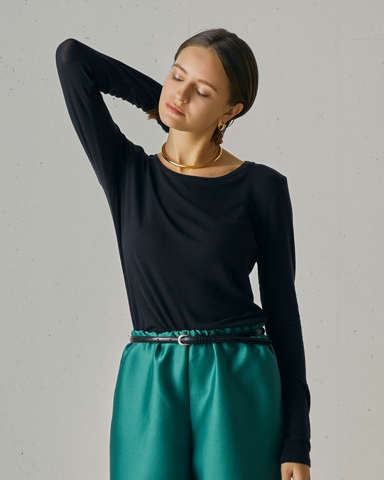 カシミヤシルク混・クルーネック