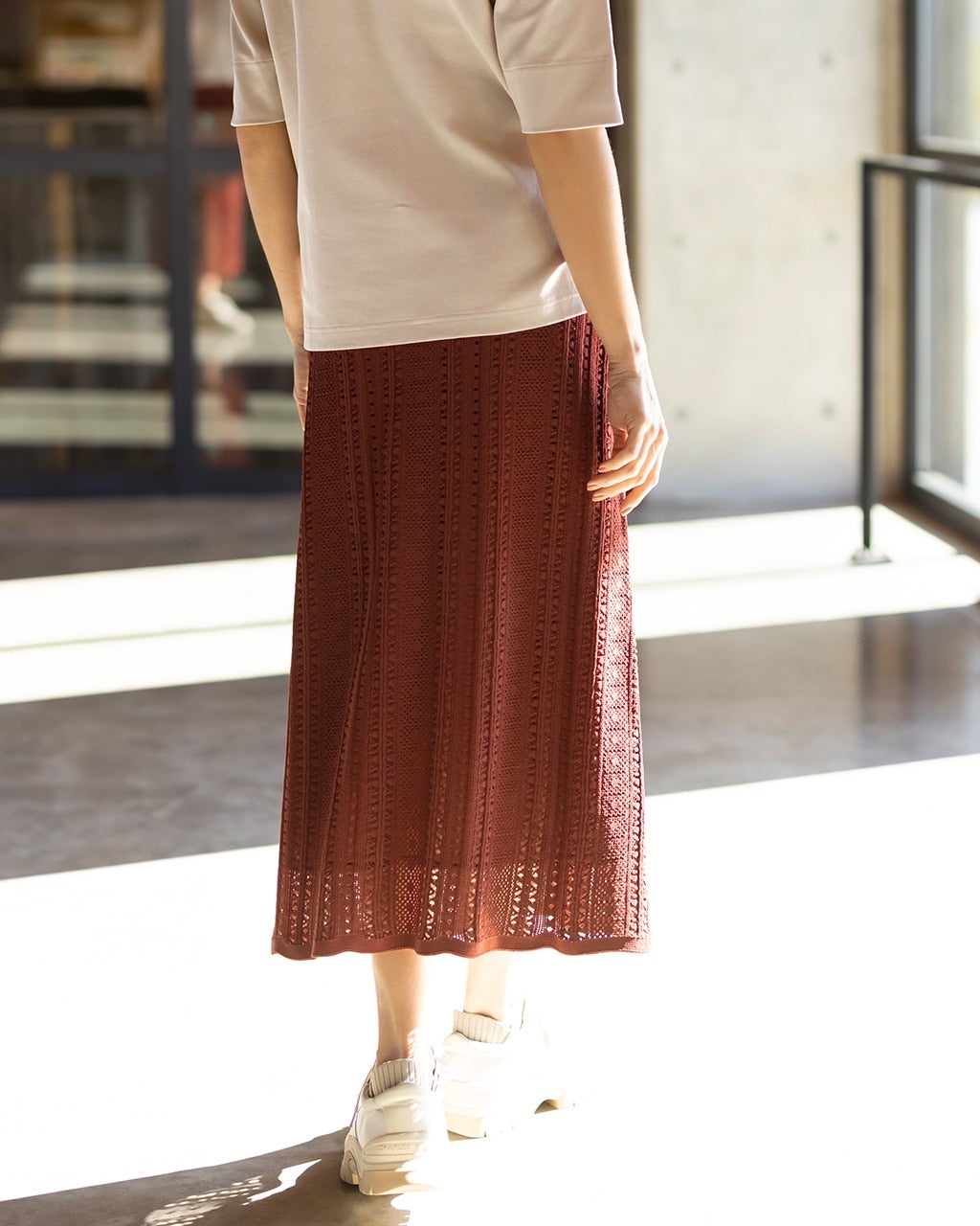透かし編み・裾フレアスカート/40代50代からのレディース・メンズ