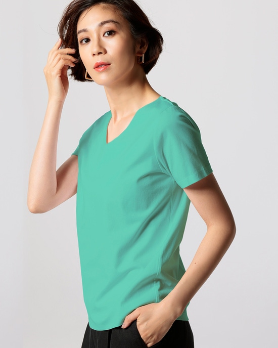 Vネック/半袖・ドゥクラッセTファイン