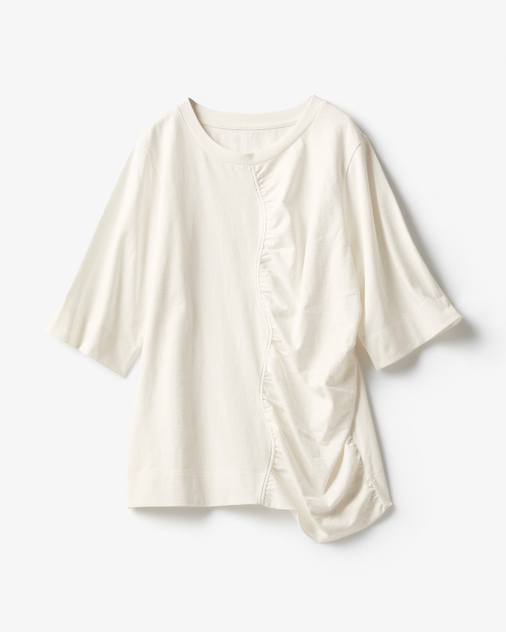 ギャザー切替え・６分袖Tシャツ/40代50代からのレディース・メンズ