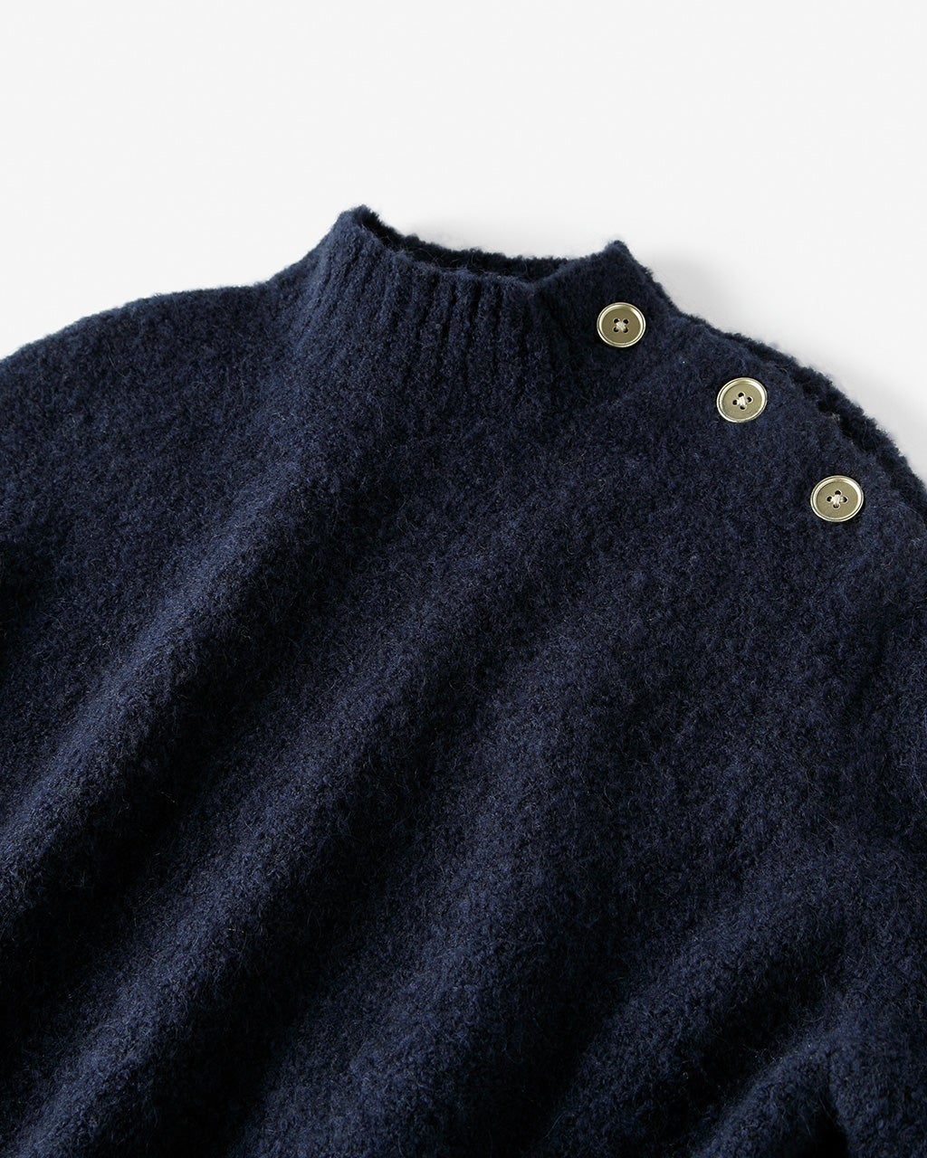 イタリアンアルパカ・ボタンハイネックセーター/40代50代からの 