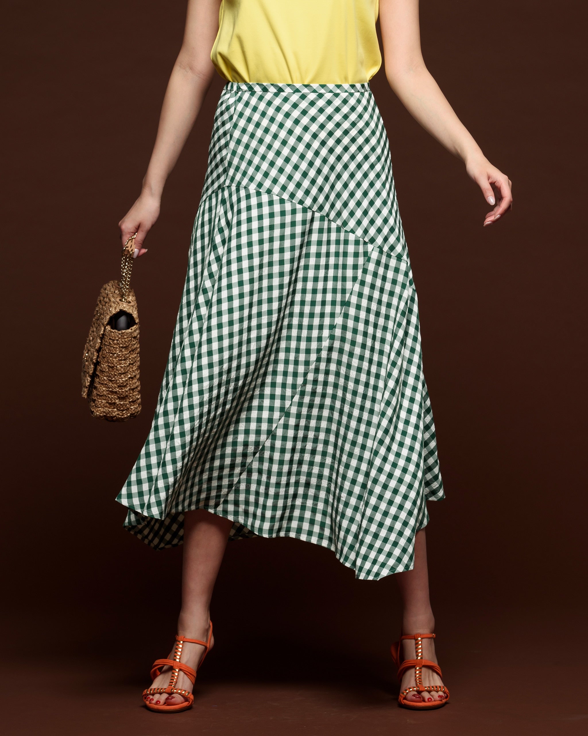 ギンガム柄・バイアススカート/40代50代からのレディースファッション 