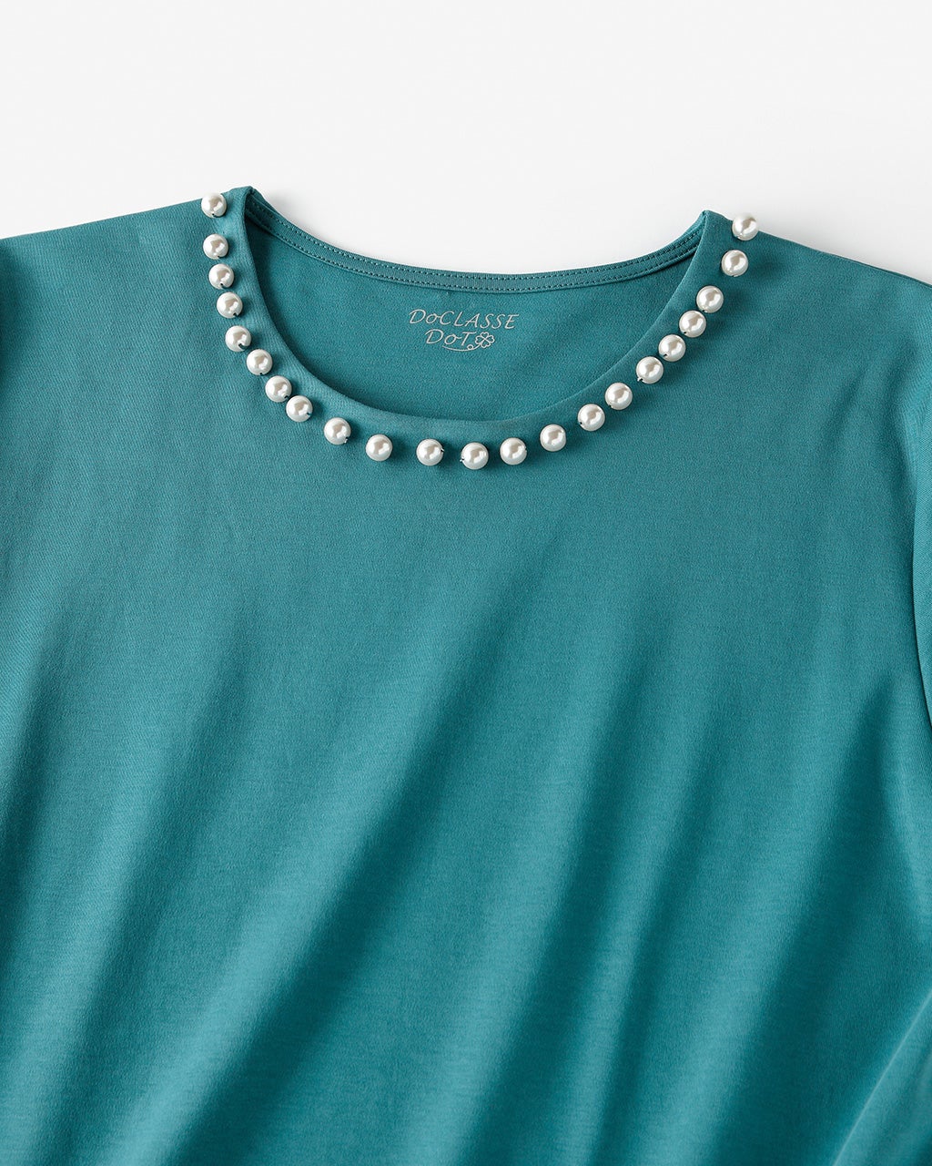 超長綿・パールネック5分袖Tシャツ/40代50代からのレディースファッション通販 DoCLASSE