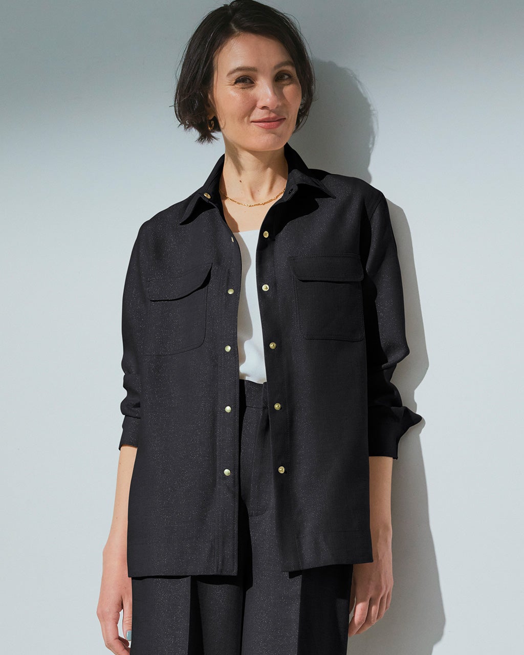 ラメリネン・シャツジャケット/40代50代からのレディースファッション 