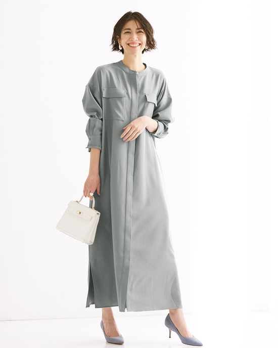 サキソニー・バンドカラーシャツワンピース