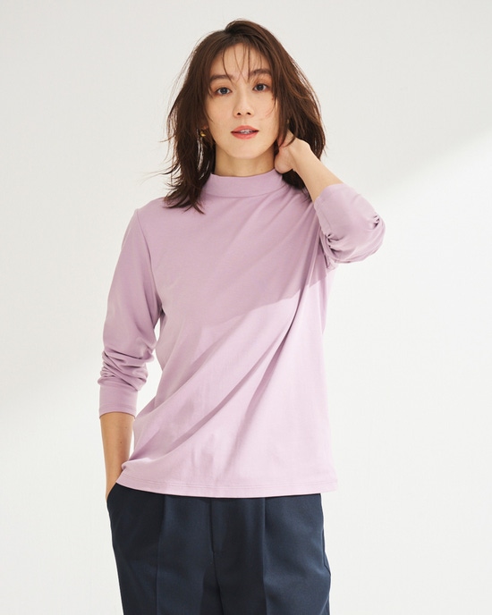 超長綿ハイネック/無地