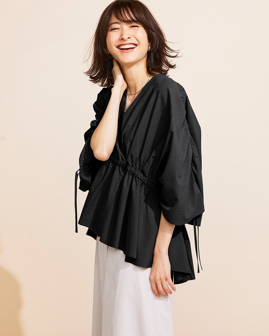 リヨセルコットン・ギャザードルマンブラウス