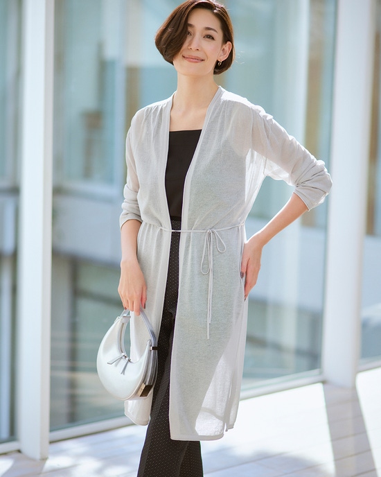 ライトシアー・ベルト付きロングカーディガン