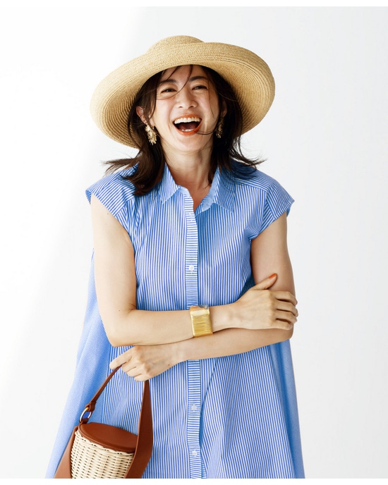 ピュアコットン・ランダムストライプロングシャツ