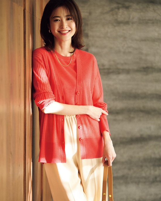 リネン混・シアーアンサンブルニット