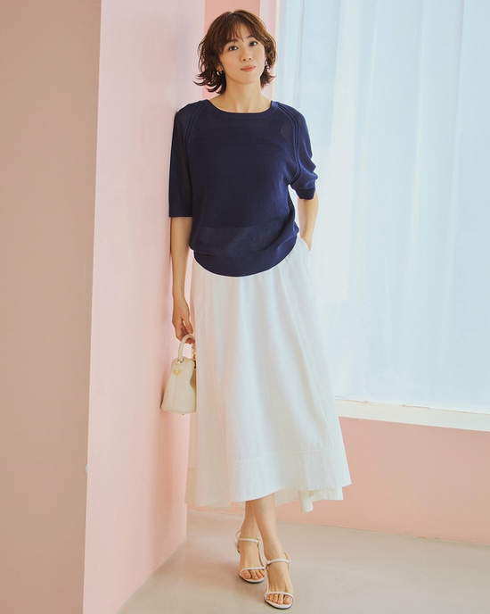 ハイゲージメッシュニット・半袖プルオーバー