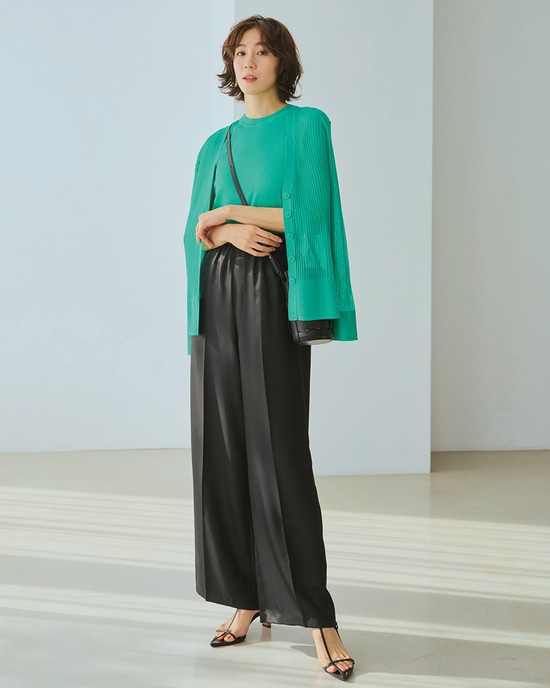 シルキーツイル・ギャザーワイドパンツ/75cm