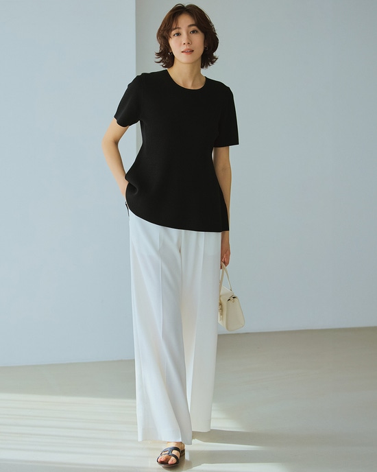 麻調スラブストレッチ・バギーワイド/75cm