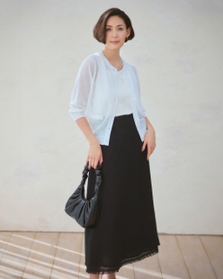 シアーニット・7分袖カーディガン