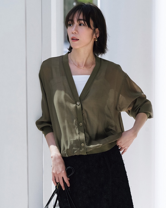 異素材コンビ・シアーカーディガン