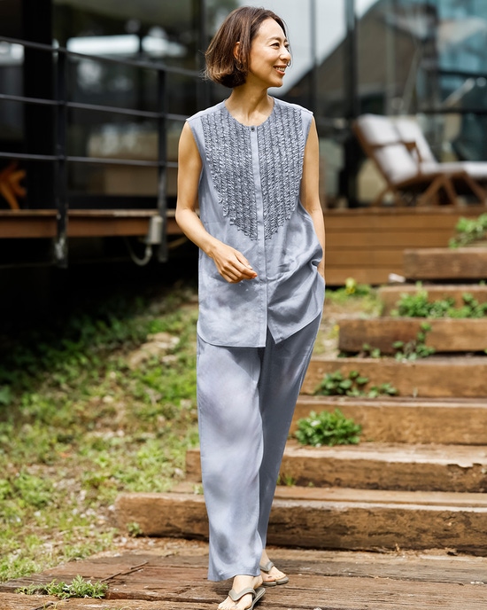 リネンブレンド・イージーパンツ