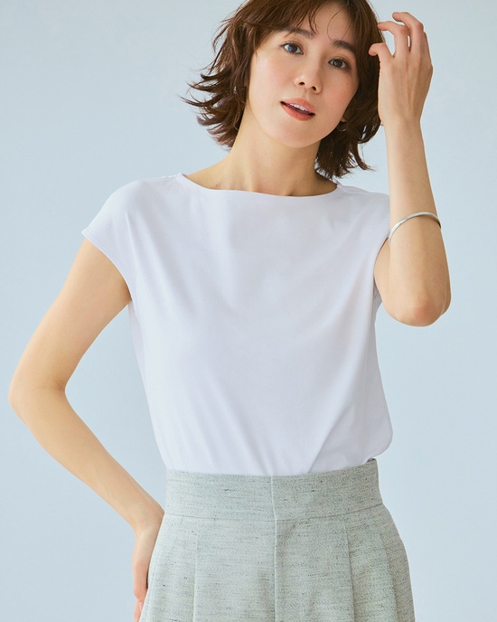 ボートネック・フレンチ袖/スーピマ・ドゥクラッセTシャツ