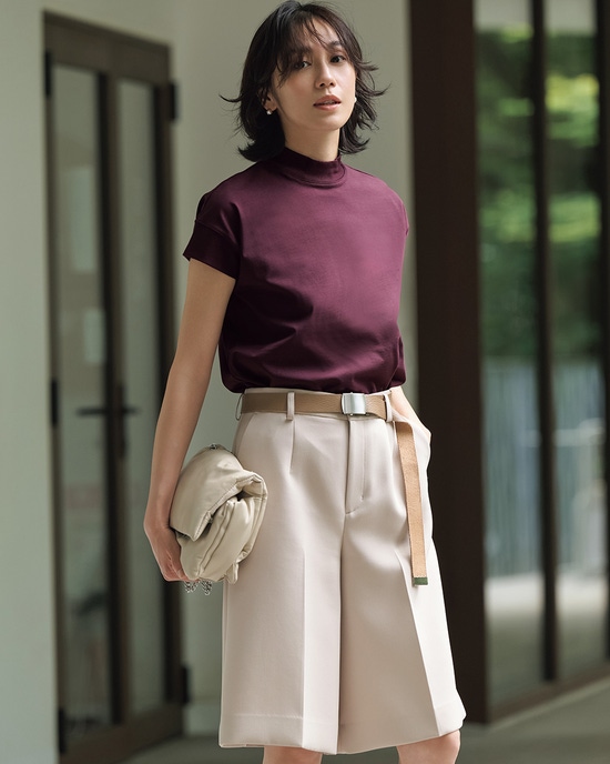 高密度シルコットン・リブ切替えデザインT