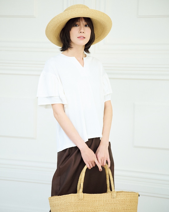 カノコレーヨン・フレア二重袖トップス