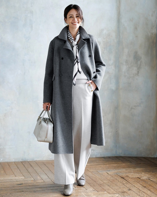 ピュアウールリバー・ダブルブレストロングコート