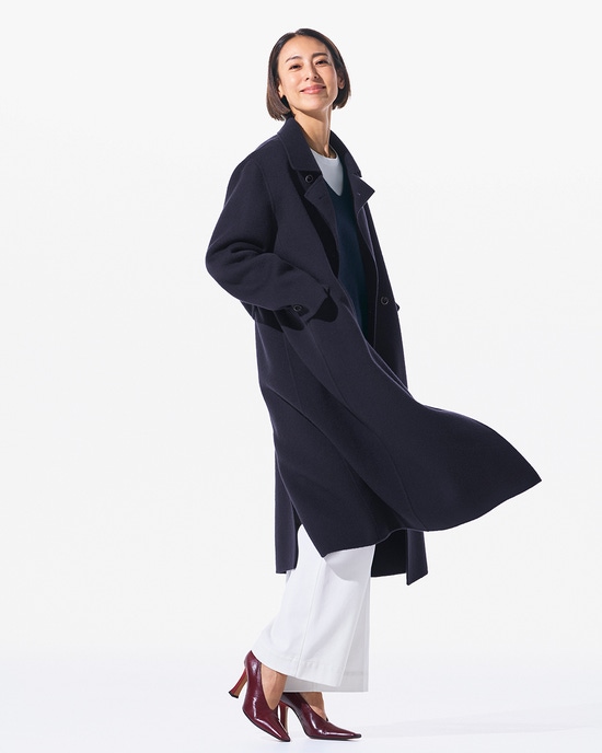 ピュアウールリバー・ダブルブレストロングコート