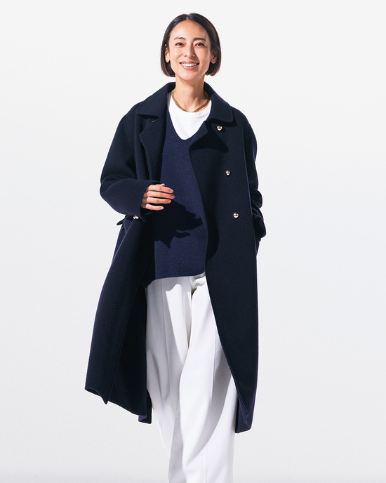 ピュアウールリバー・ダブルブレストロングコート