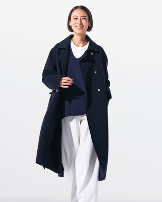 ピュアウールリバー・ダブルブレストロングコート