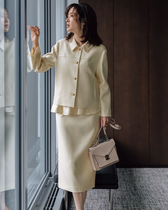 二重織ストレッチ・2WAYペプラムスカート