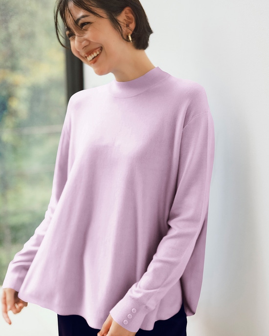 シルクフィール・フレアハイネックニット