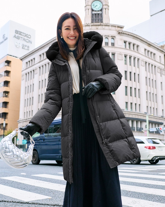 マットタフタ・2WAYファーロングダウンコート