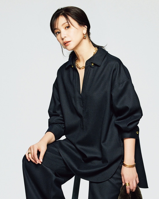 高密度フラノ・スキッパーブラウス