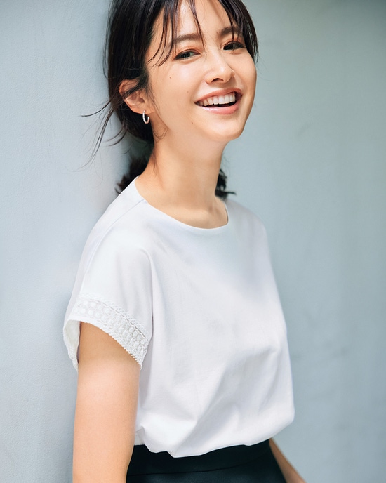 レースフレンチ袖/スーピマ・ドゥクラッセTシャツ