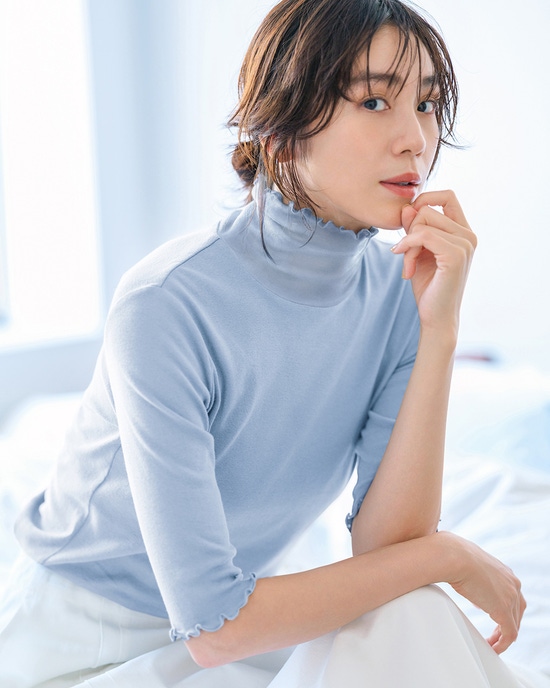 コットンガーゼ・メロウハイネック/5分袖