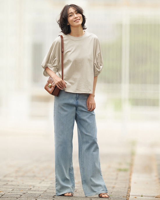 スーピマT・ツイストギャザースリーブ