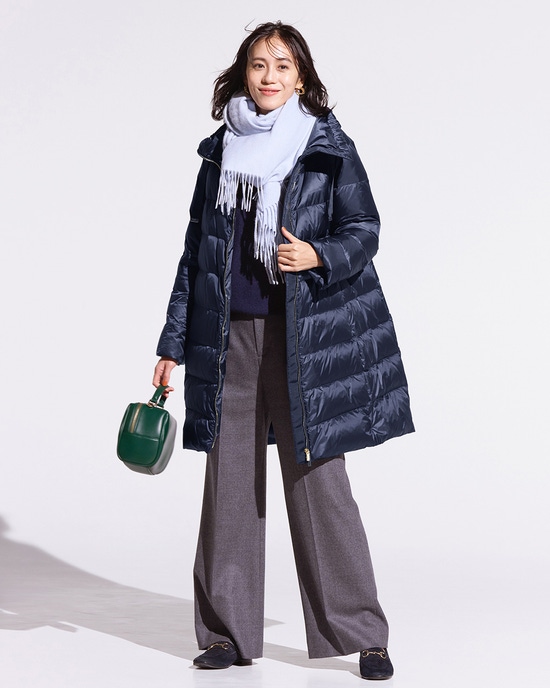 艶Airダウン・スタンドカラーロングコート