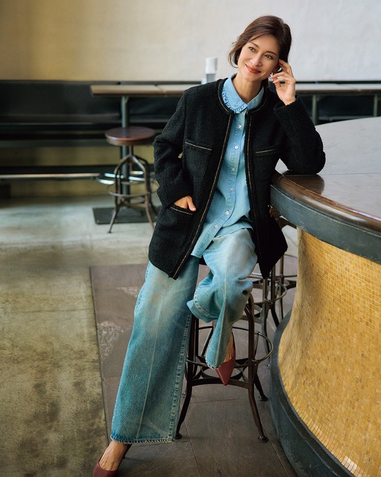 チェーンツイード・ロングジャケット