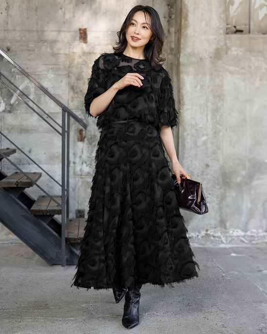 ドレープジャカード・Aラインスカート