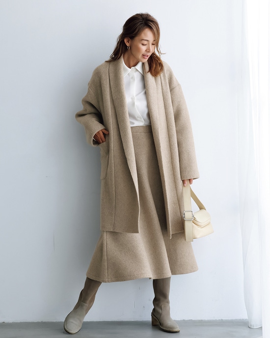 ストレッチウール・ショールカラーコート