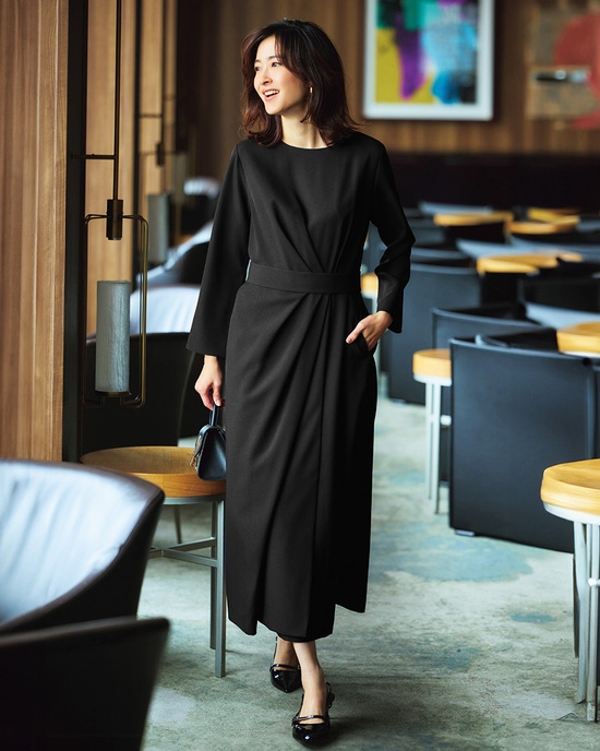 グラシエツイル・ウエストドレープワンピ―ス