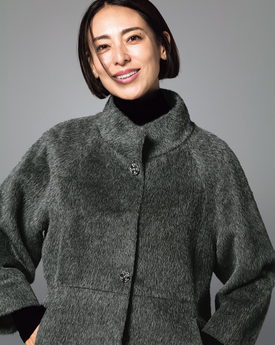 アルパカシャギー・スタンドショートコート