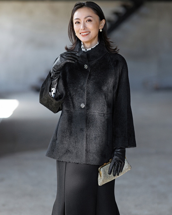 アルパカシャギー・スタンドショートコート