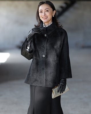 アルパカシャギー・スタンドショートコート