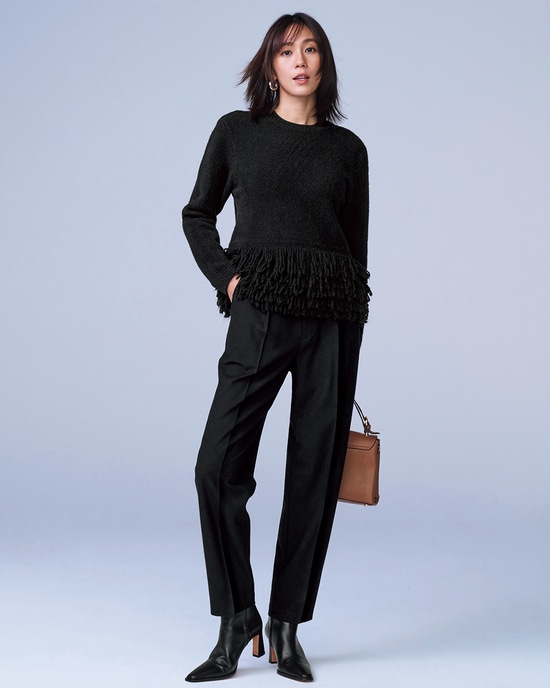 フランネルタッチ・ストレッチテーパードパンツ