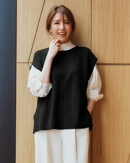 ミラノリブ・バックパールニットベスト