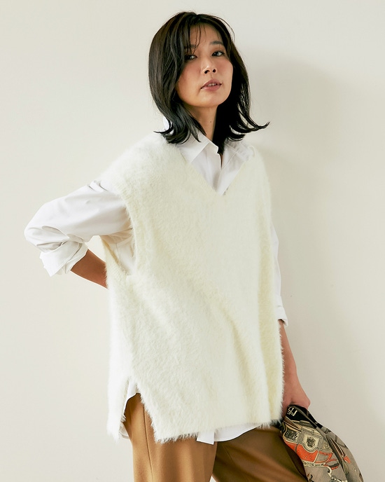 フェザーヤーン・2WAYニットベスト