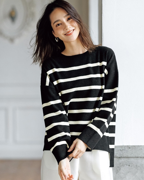 ウール混・ドロップショルダーセーター