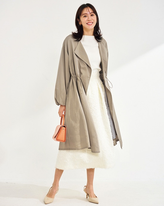 ノーカラー・ドロストギャザーコート