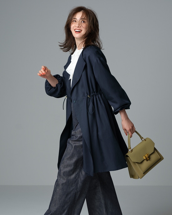 ノーカラー・ドロストギャザーコート