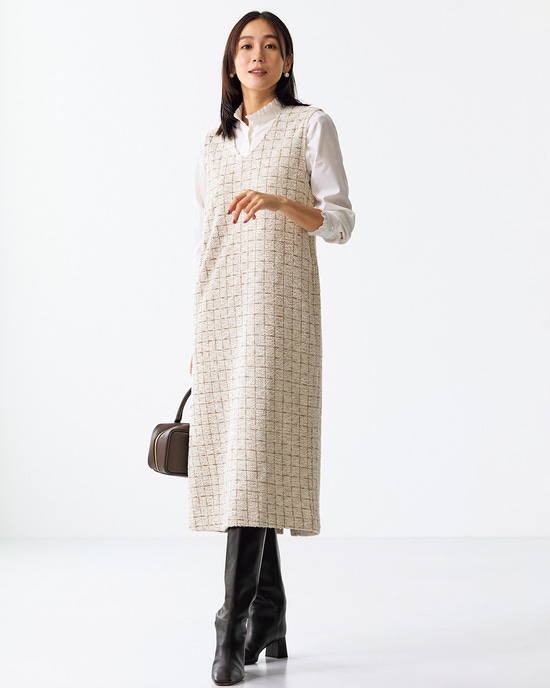 ラメチェック・ジャンパースカート